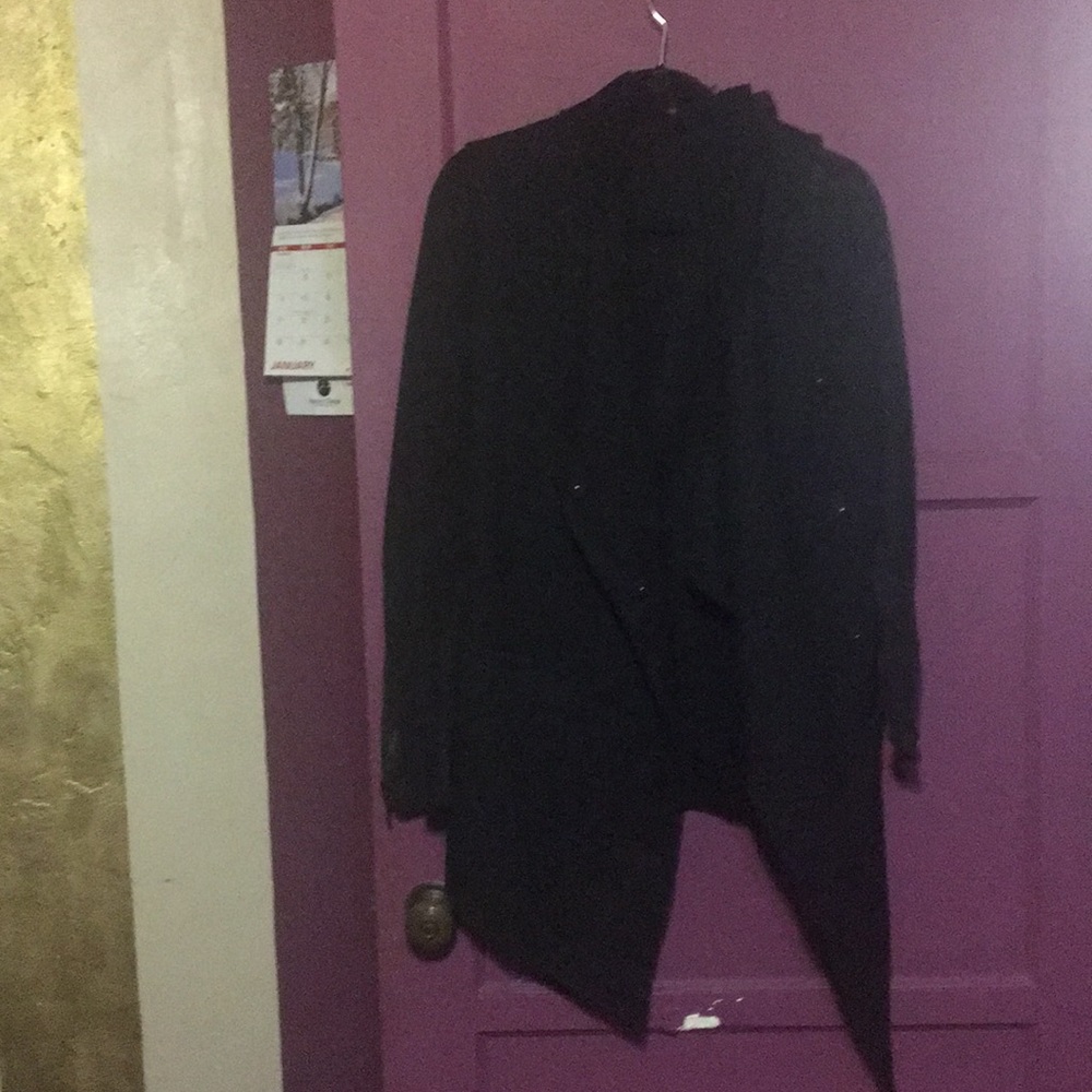 Free people black hooded button up coat
